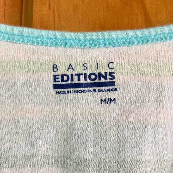 Women’s size medium Basic Editions striped blue and green versatile tank top - Picture 3 of 5